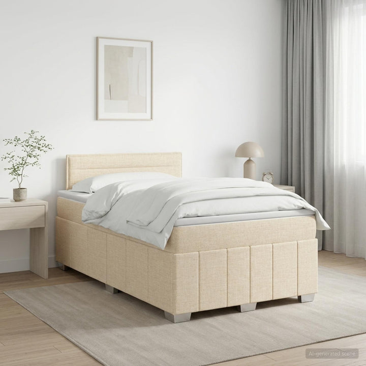 Boxmadras med topmadras Cremefarvet 120 x 190 cm Stof