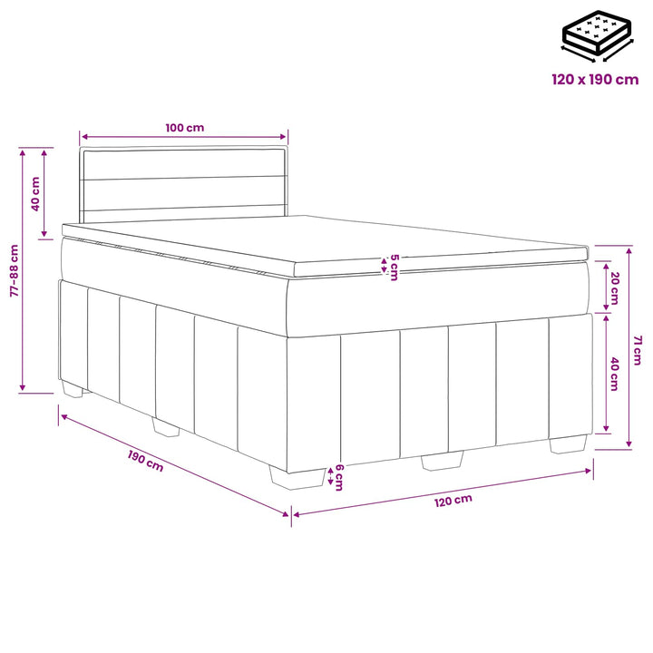 Boxmadras med topmadras Cremefarvet 120 x 190 cm Stof