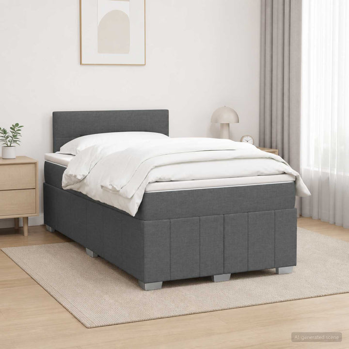 Boxmadras med topmadras Mørkegrå 120 x 190 cm Stof