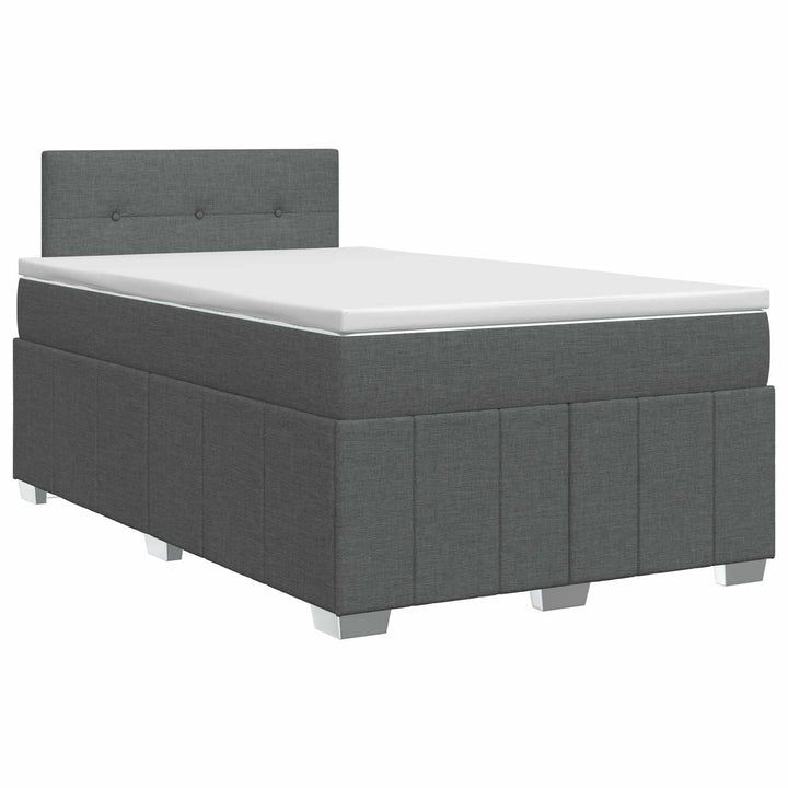 Boxmadras med topmadras Mørkegrå 120 x 190 cm Stof