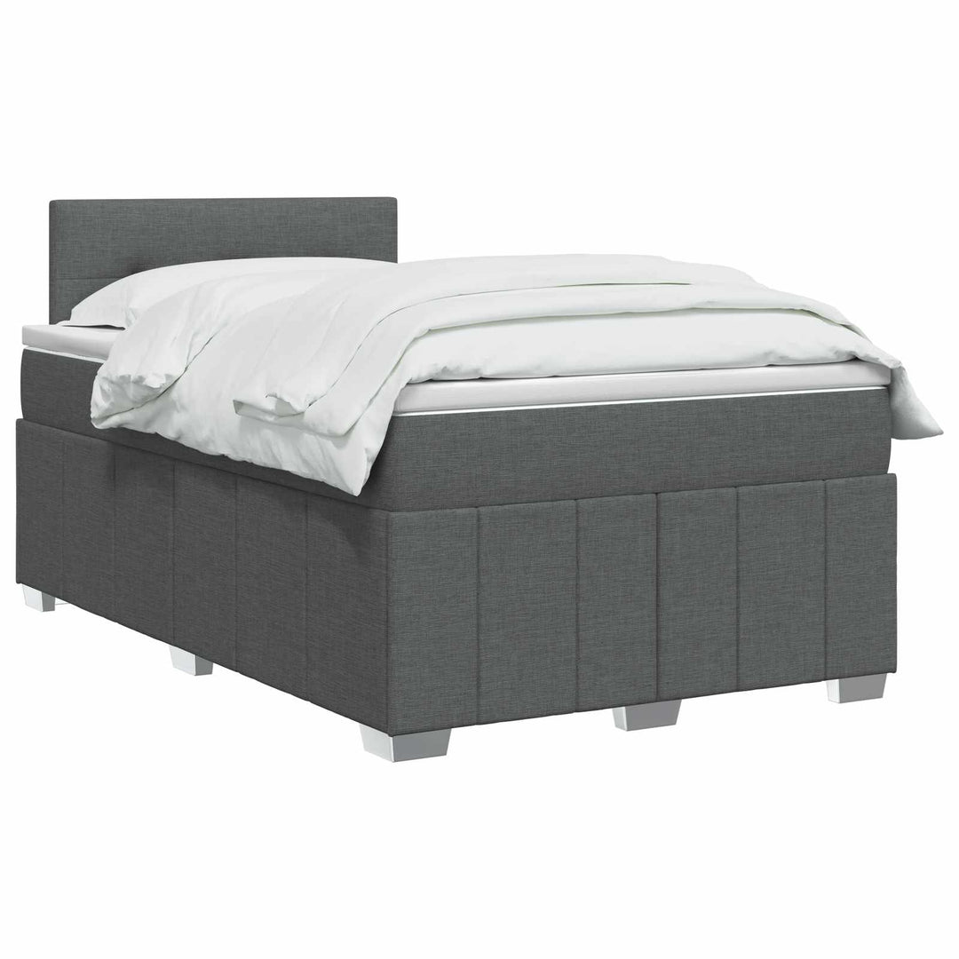 Boxmadras med topmadras Mørkegrå 120 x 190 cm Stof