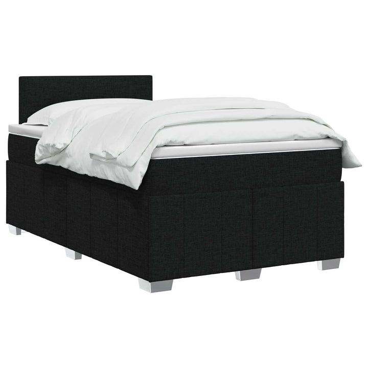 Boxmadras med topmadras med hovedgærde Sort 120 x 190 cm Stof
