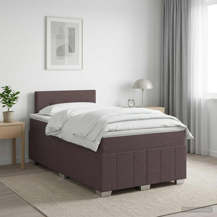 Boxmadras med topmadras Mørk Brun 120 x 190 cm Stof
