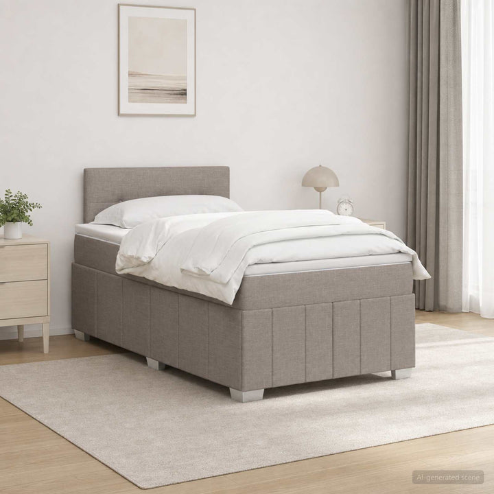 Boxmadras med topmadras Gråbrun 120 x 200 cm Stof