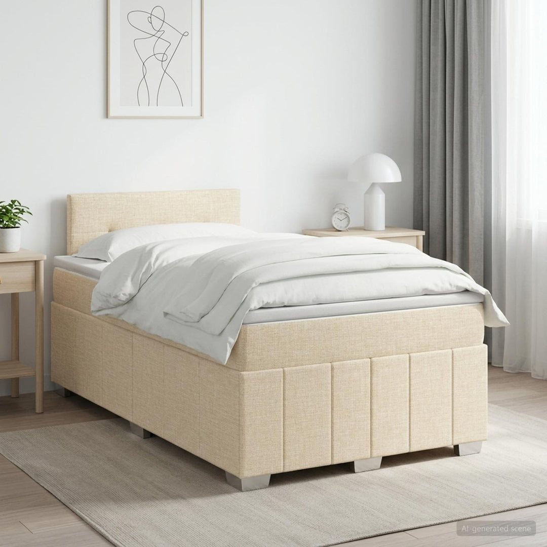Boxmadras med topmadras Cremefarvet 120 x 190 cm Stof