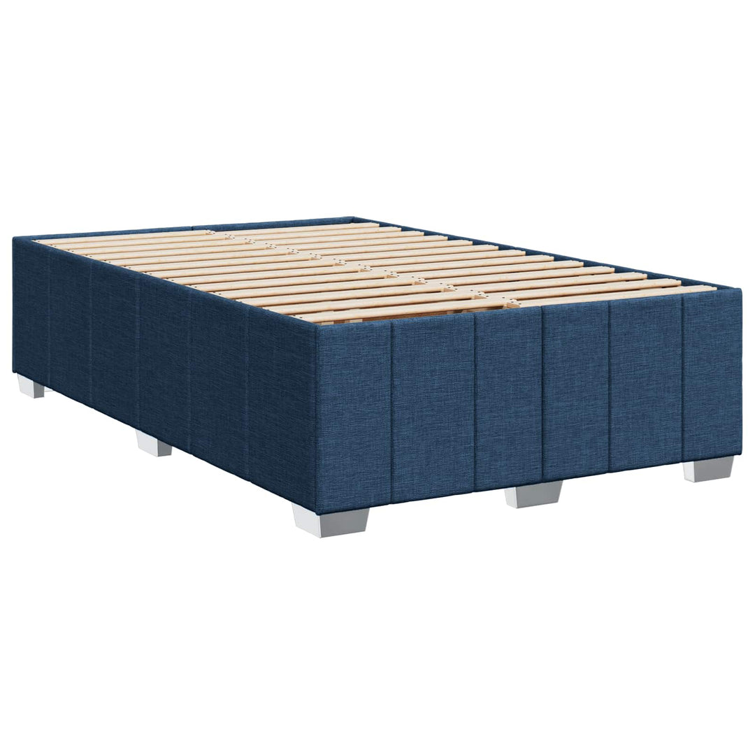 Boxmadras med topmadras med hovedgærde Blå 120 x 190 cm Stof