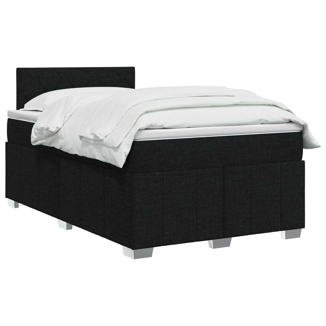 Boxmadras med topmadras med hovedgærde Sort 120 x 190 cm Stof