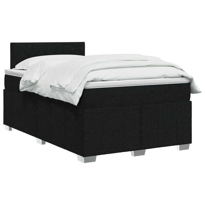 Boxmadras med topmadras med hovedgærde Sort 120 x 190 cm Stof