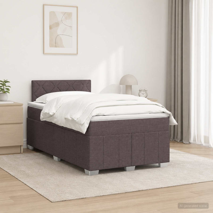 Boxmadras med topmadras Mørk Brun 120 x 190 cm Stof