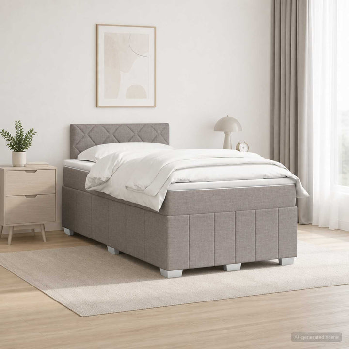 Boxmadras med topmadras Gråbrun 120 x 200 cm Stof