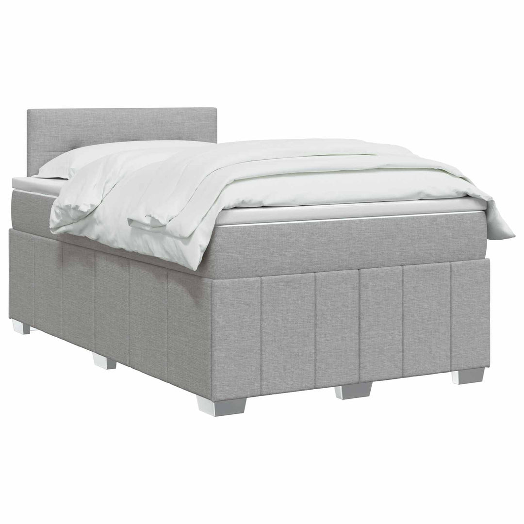 Boxmadras med topmadras Lysegrå 120 x 200 cm Stof