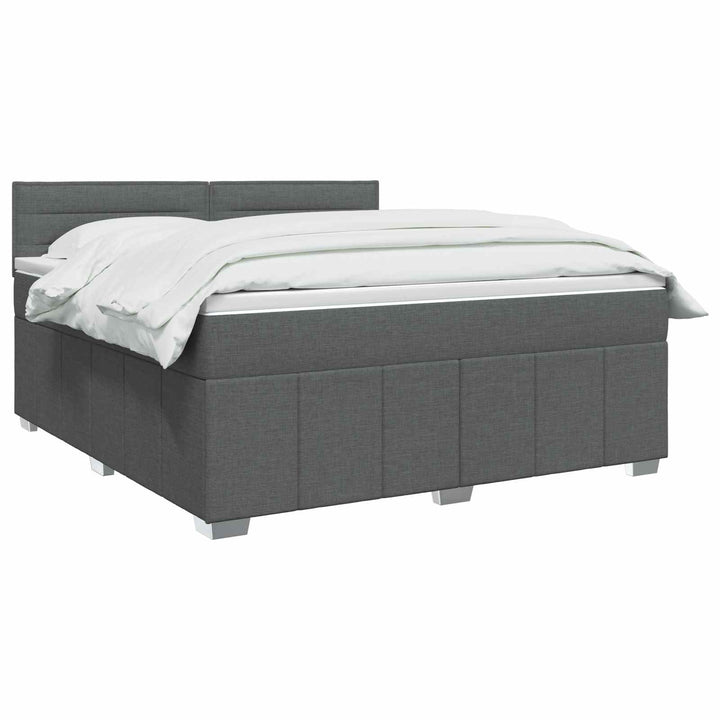 Boxmadras med topmadras Mørkegrå 140 x 190 cm Stof