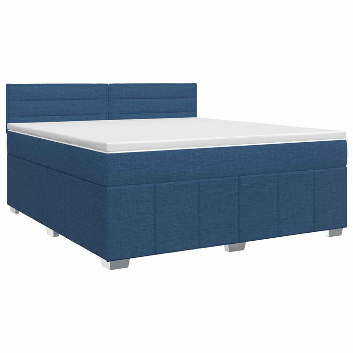Boxmadras med topmadras med hovedgærde Blå 140 x 190 cm Stof