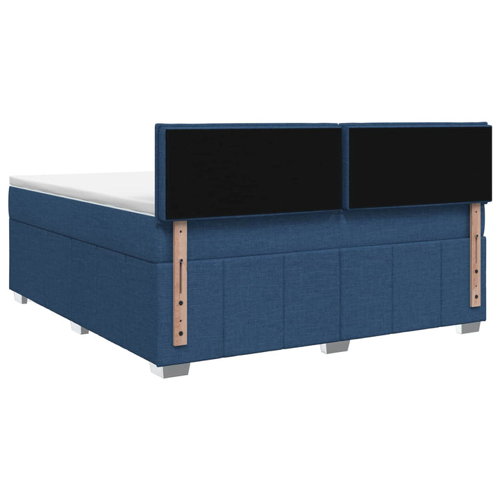 Boxmadras med topmadras med hovedgærde Blå 140 x 190 cm Stof
