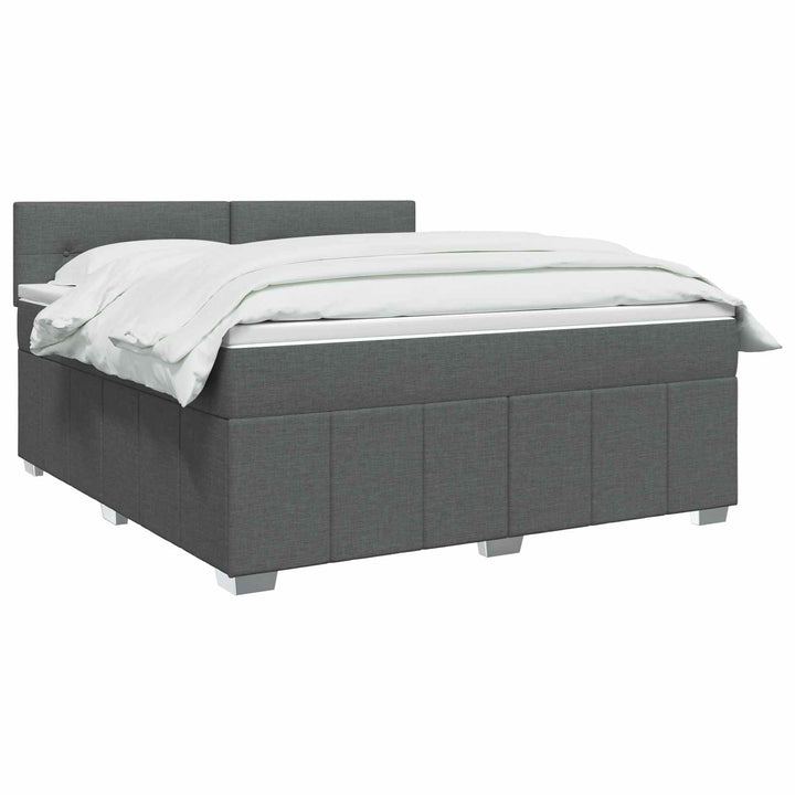 Boxmadras med topmadras Mørkegrå 140 x 190 cm Stof