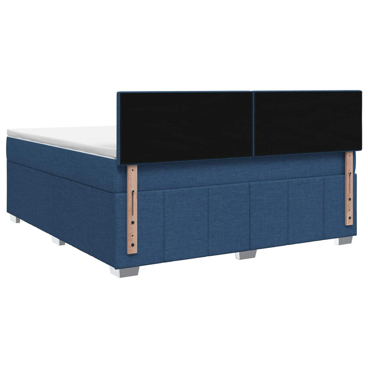 Boxmadras med topmadras med hovedgærde Blå 140 x 190 cm Stof