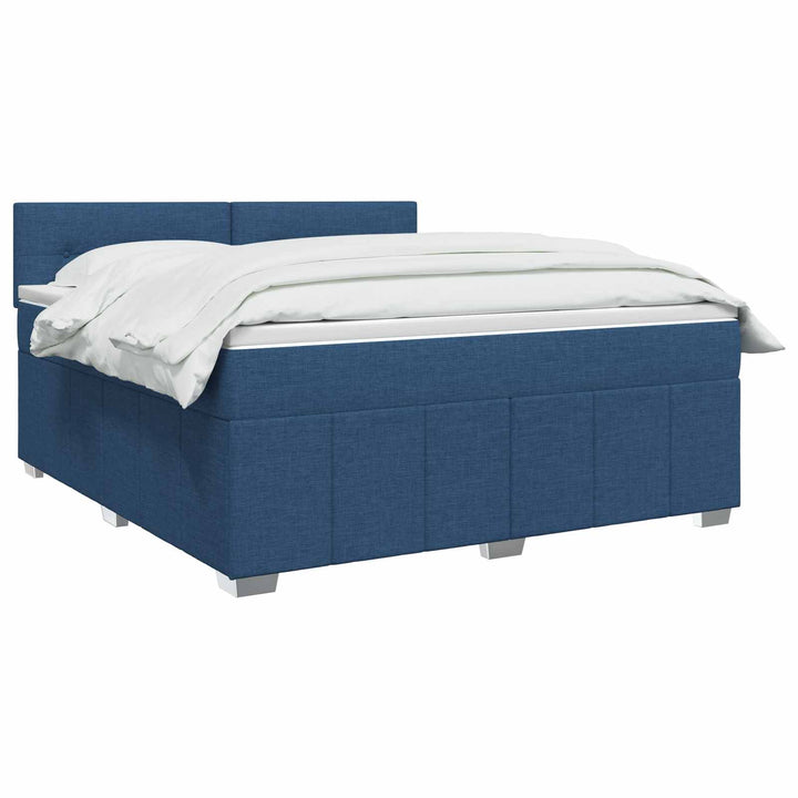 Boxmadras med topmadras med hovedgærde Blå 140 x 190 cm Stof