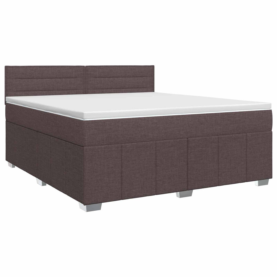 Boxmadras med topmadras Mørk Brun 140 x 200 cm Stof