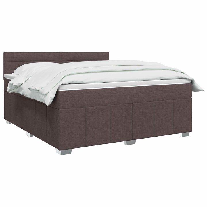 Boxmadras med topmadras Mørk Brun 140 x 200 cm Stof