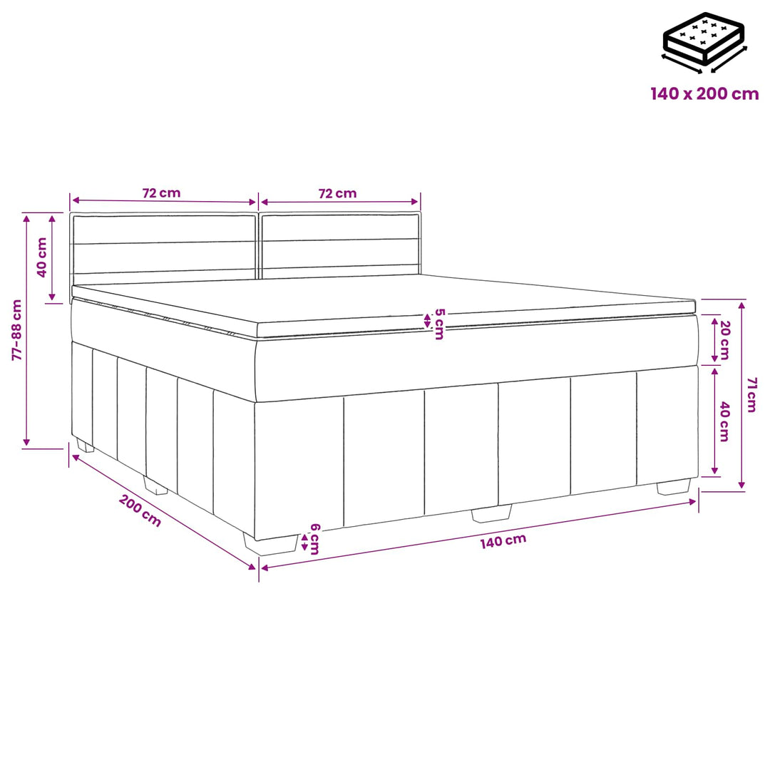 Boxmadras med topmadras Cremefarvet 140 x 200 cm Stof