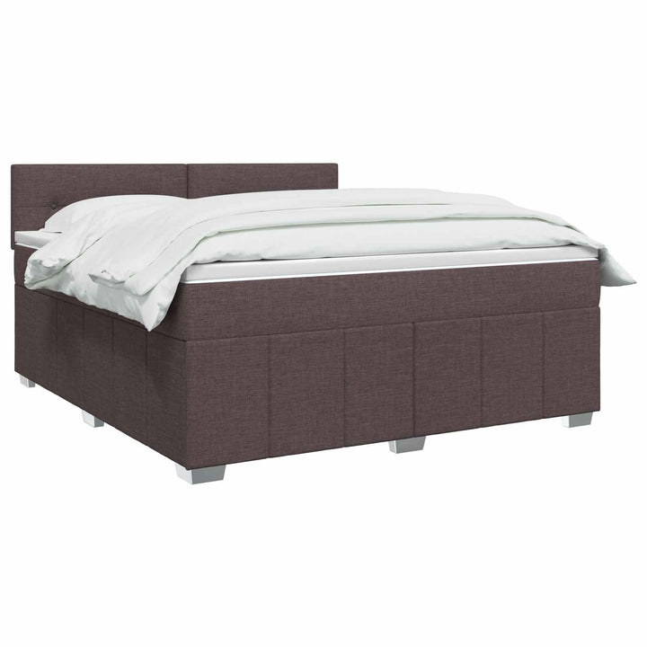 Boxmadras med topmadras Mørk Brun 140 x 200 cm Stof