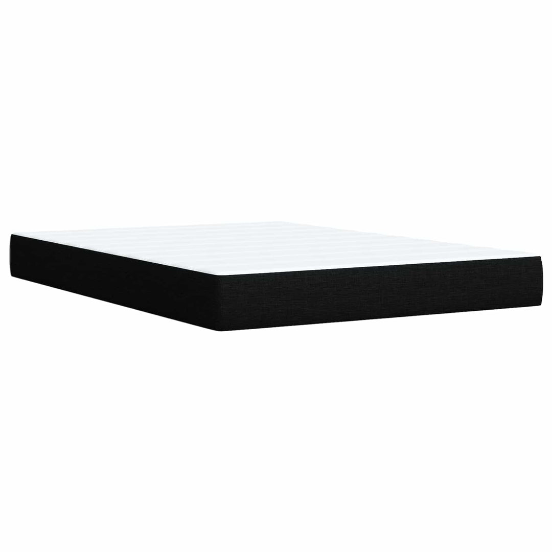 Boxmadras med topmadras med hovedgærde Sort 140 x 200 cm Stof