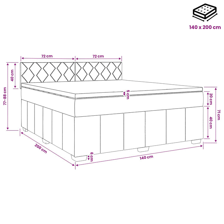 Boxmadras med topmadras Gråbrun 140 x 200 cm Stof