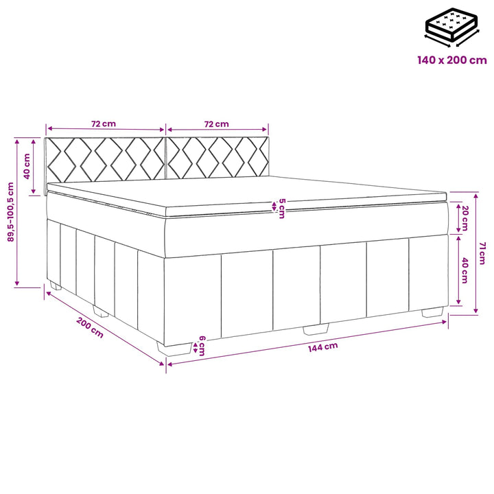Boxmadras med topmadras Cremefarvet 140 x 200 cm Stof