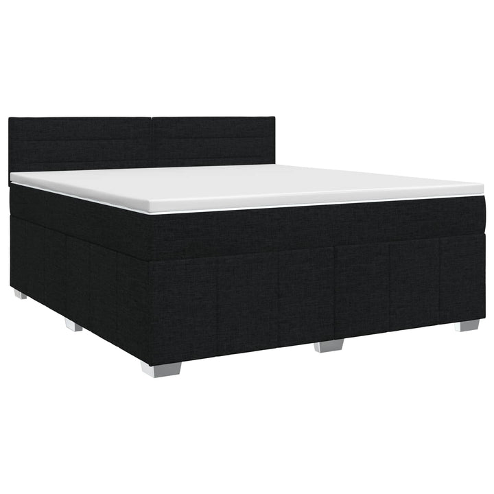 Boxmadras med topmadras med hovedgærde Sort 160 x 200 cm Stof