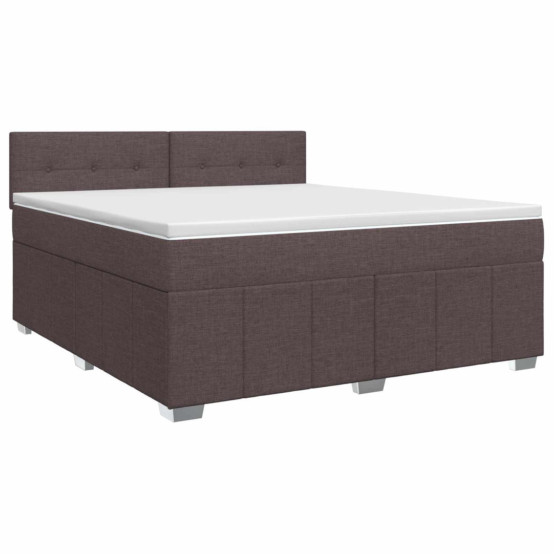 Boxmadras med topmadras Mørk Brun 160 x 200 cm Stof