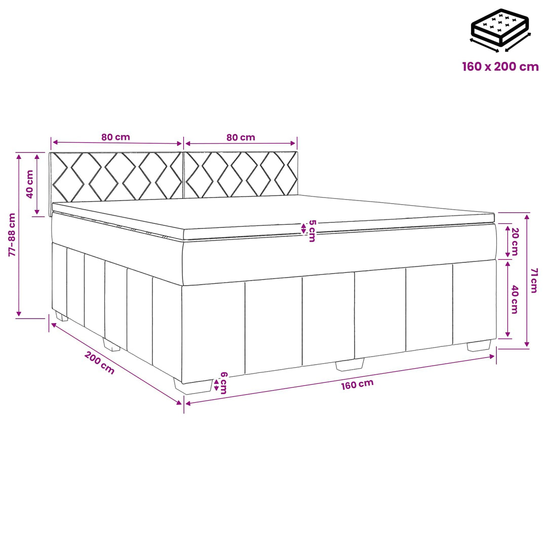 Boxmadras med topmadras Gråbrun 160 x 200 cm Stof