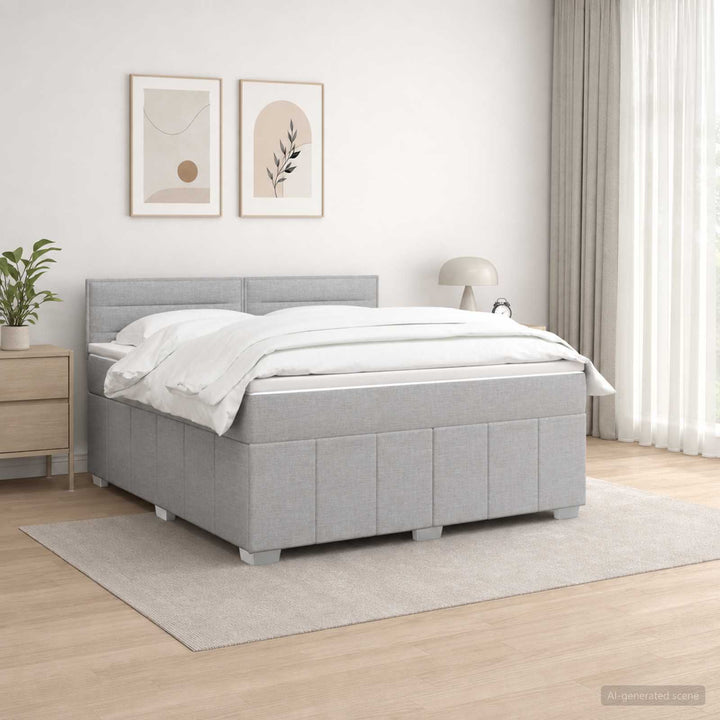 Boxmadras med topmadras Lysegrå 140 x 190 cm Stof