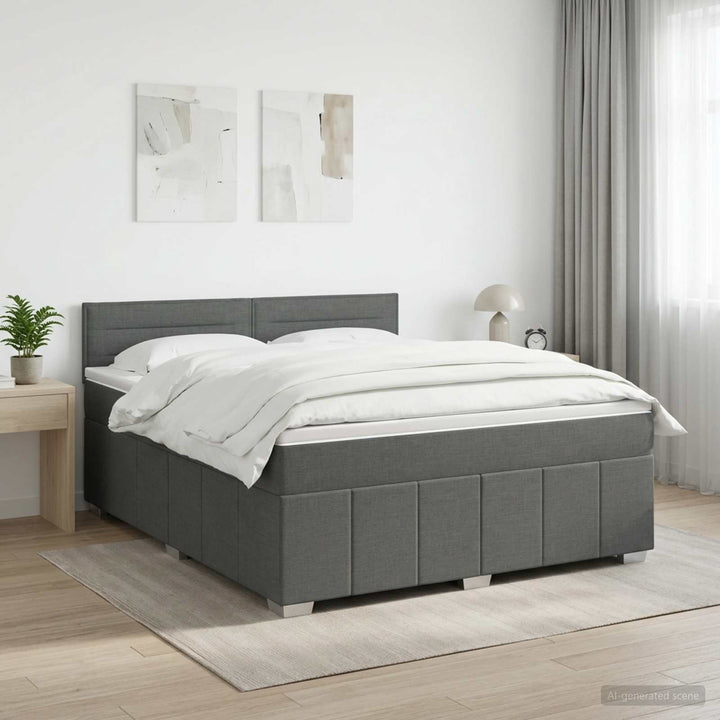 Boxmadras med topmadras Mørkegrå 140 x 190 cm Stof