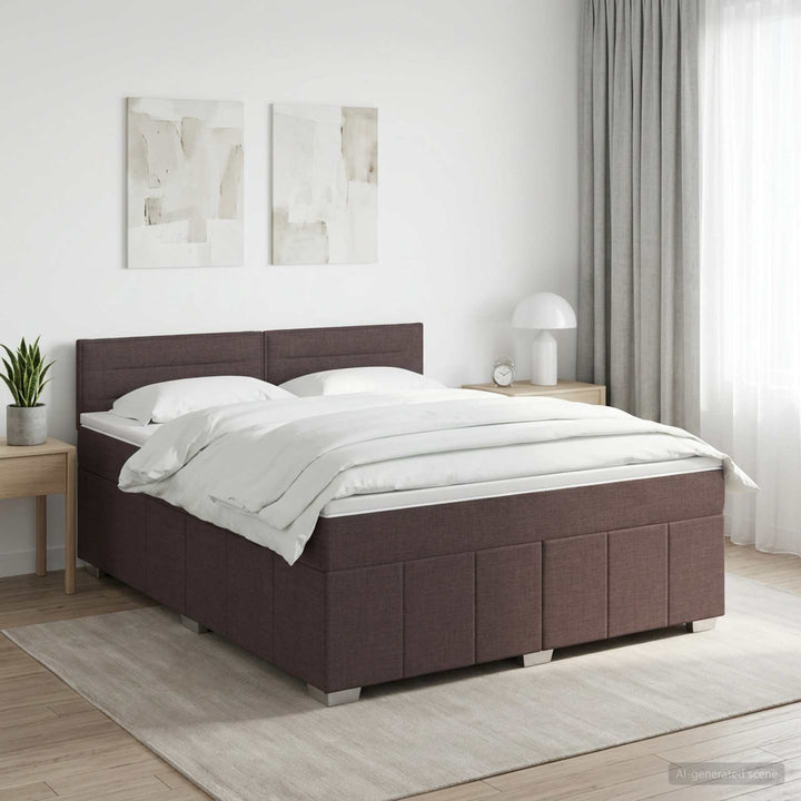 Boxmadras med topmadras Mørk Brun 140 x 200 cm Stof