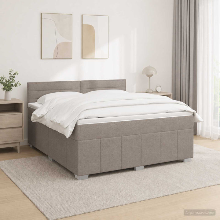 Boxmadras med topmadras Gråbrun 140 x 190 cm Stof