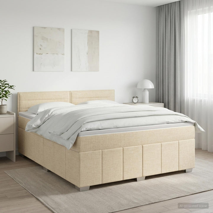 Boxmadras med topmadras Cremefarvet 140 x 190 cm Stof
