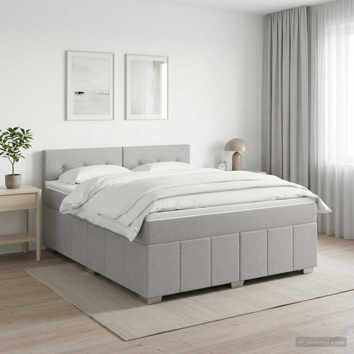 Boxmadras med topmadras Lysegrå 140 x 190 cm Stof