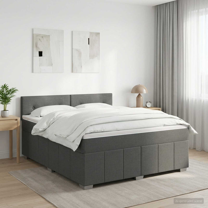 Boxmadras med topmadras Mørkegrå 140 x 190 cm Stof