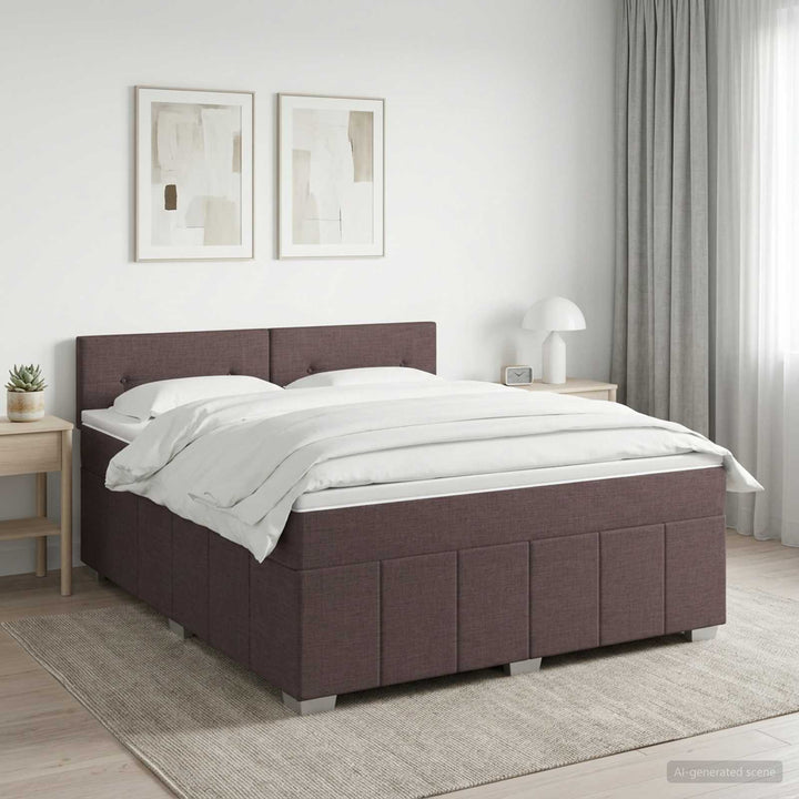 Boxmadras med topmadras Mørk Brun 160 x 200 cm Stof