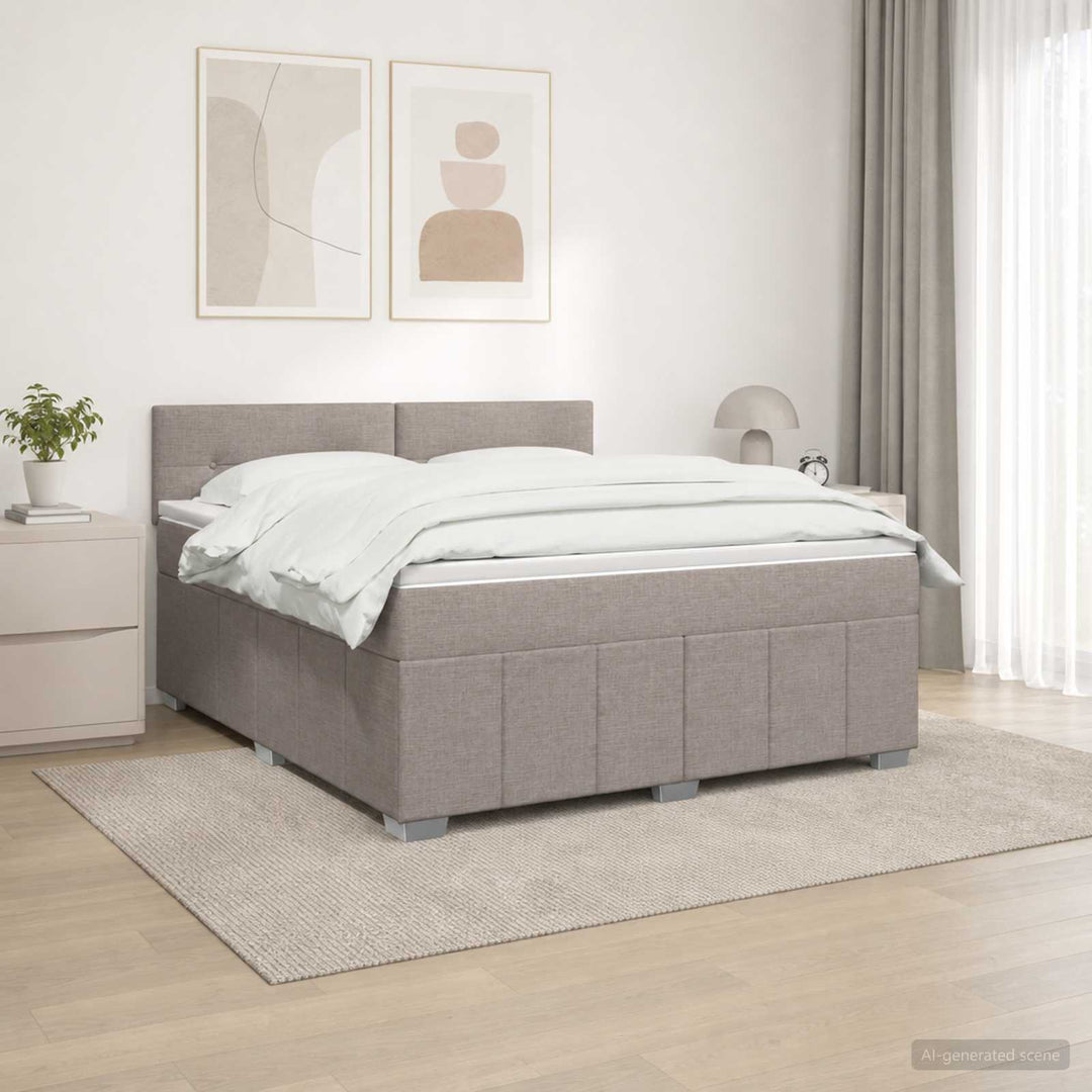 Boxmadras med topmadras Gråbrun 140 x 200 cm Stof