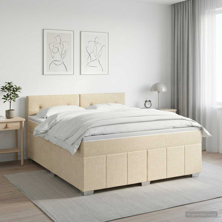 Boxmadras med topmadras Cremefarvet 140 x 190 cm Stof
