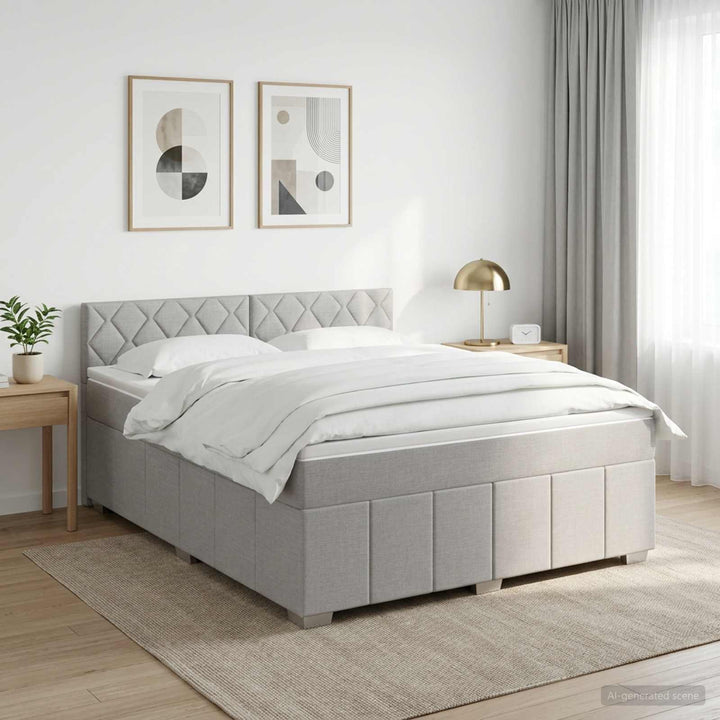 Boxmadras med topmadras Lysegrå 140 x 190 cm Stof