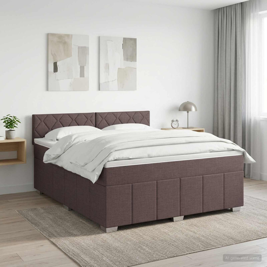 Boxmadras med topmadras Mørk Brun 140 x 200 cm Stof