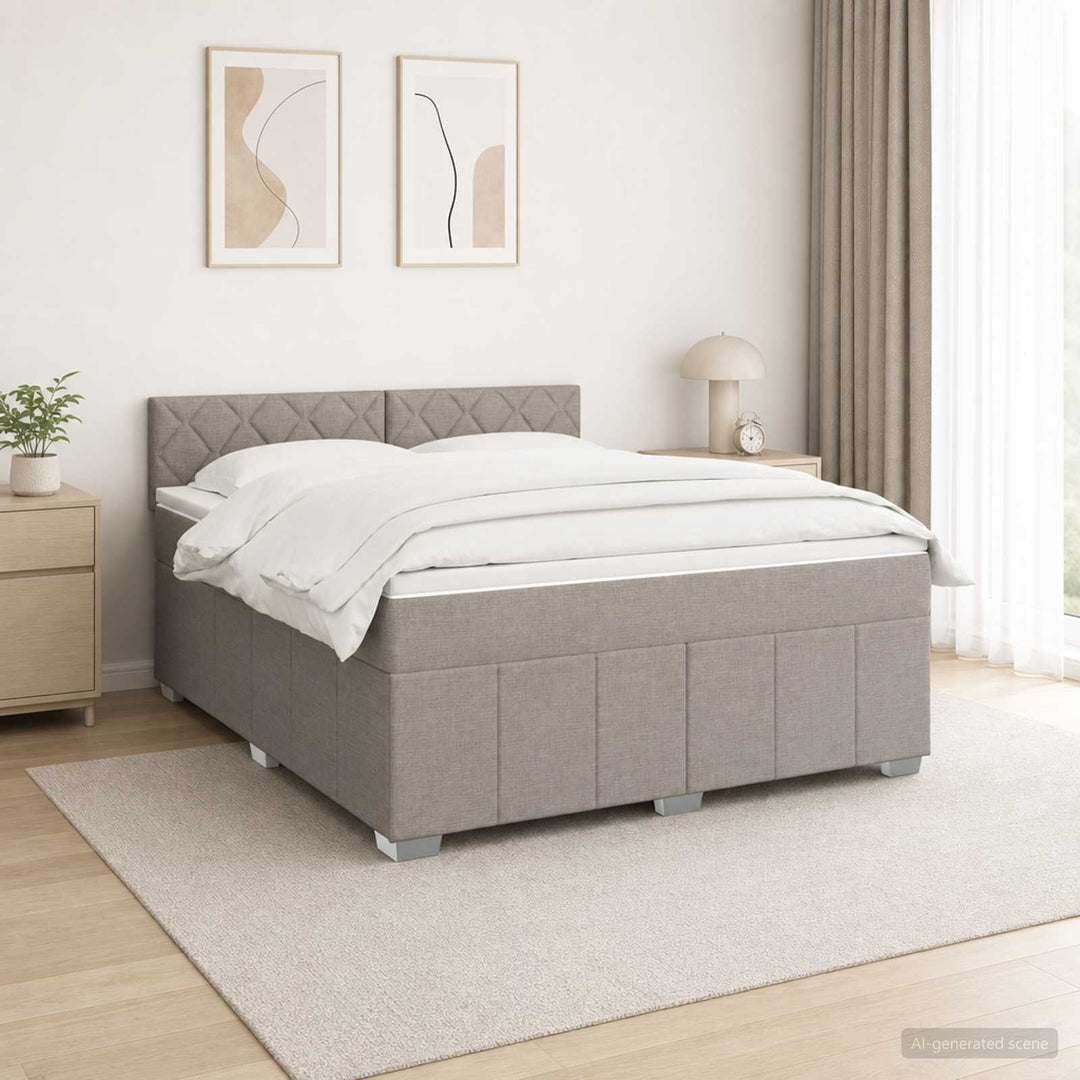 Boxmadras med topmadras Gråbrun 140 x 200 cm Stof