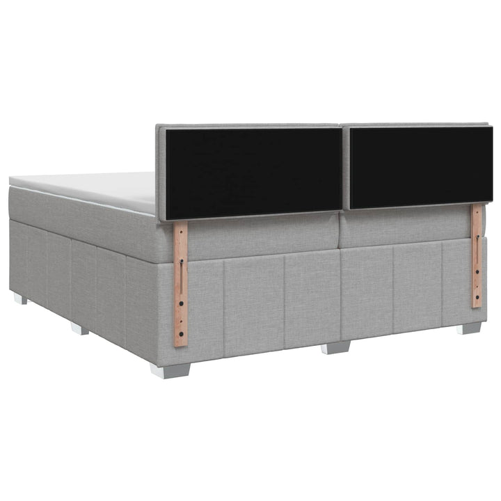 Boxmadras med topmadras Lysegrå 200 x 200 cm Stof