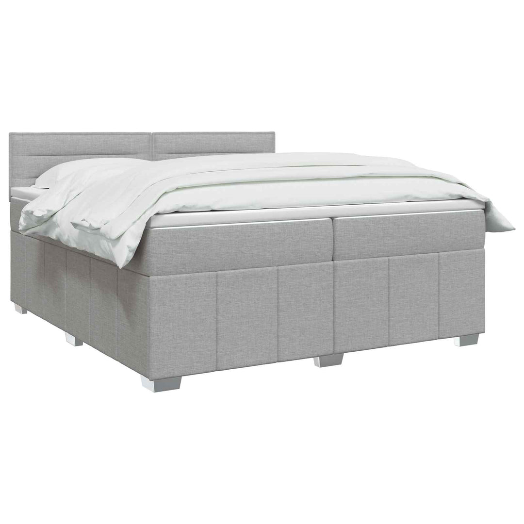 Boxmadras med topmadras Lysegrå 200 x 200 cm Stof