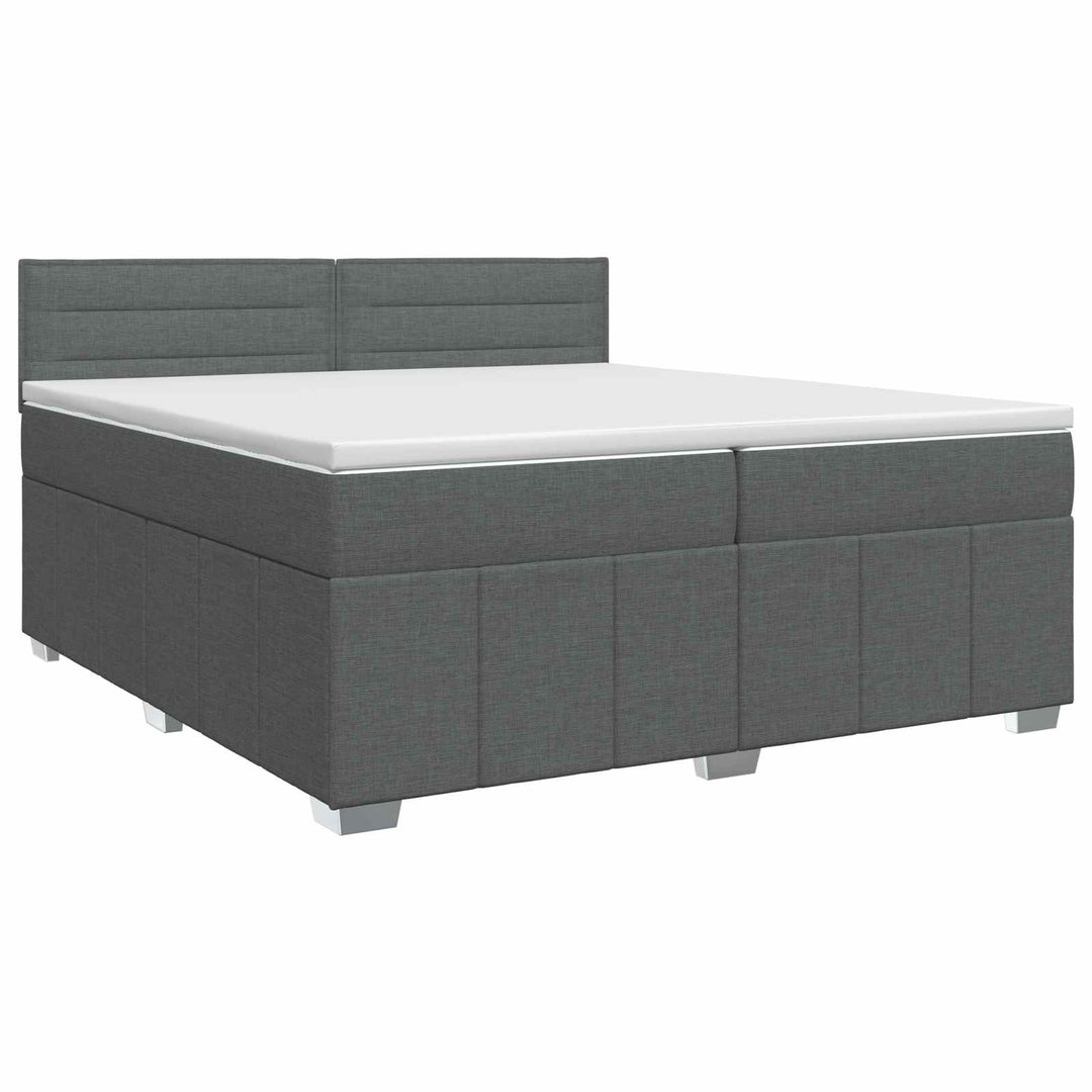 Boxmadras med topmadras Mørkegrå 200 x 200 cm Stof
