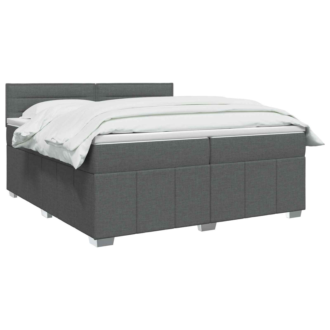 Boxmadras med topmadras Mørkegrå 200 x 200 cm Stof