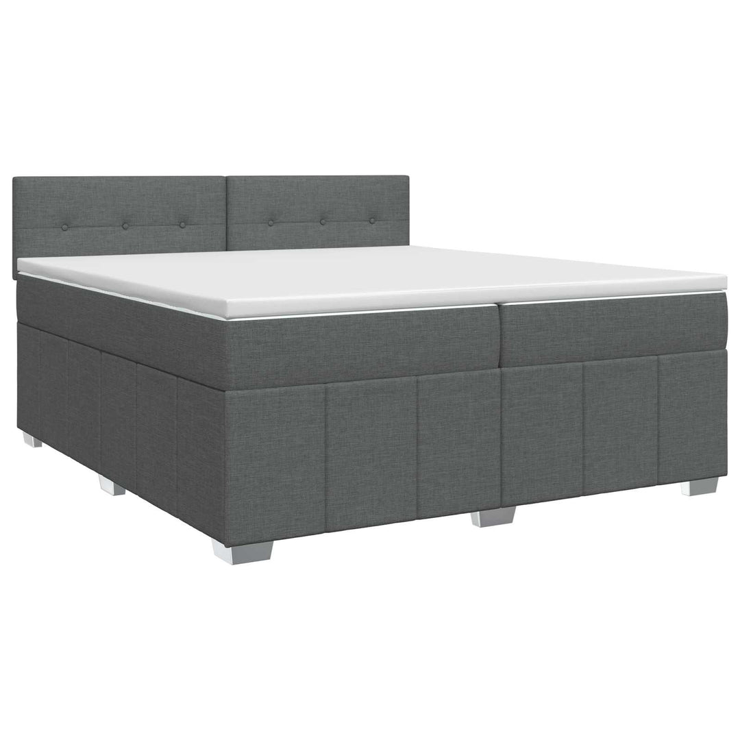 Boxmadras med topmadras Mørkegrå 200 x 200 cm Stof