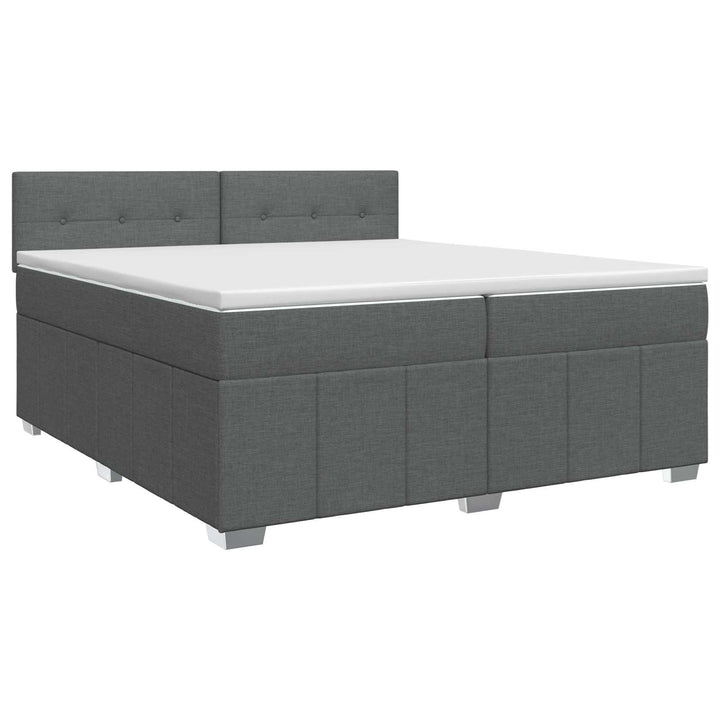 Boxmadras med topmadras Mørkegrå 200 x 200 cm Stof